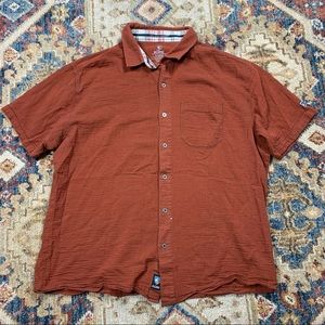 Kuhl burnt orange crepe button up shirt sz XL